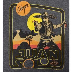 Chuys Juan Solo Tex Mex Graphic T-Shirt Mens Medium/Small Gray‎ Star Wars Parody